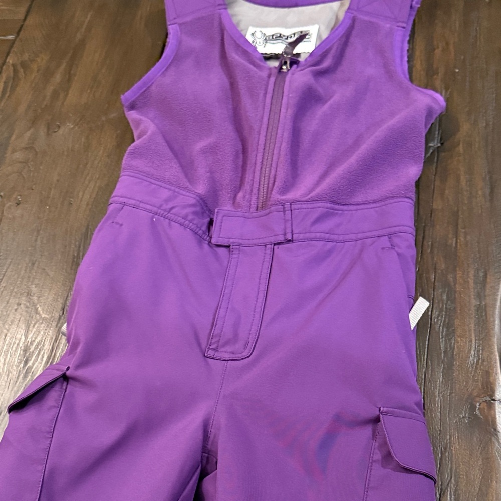 Spyder waterproof kids ski pants in purple. - Picture 4 of 5